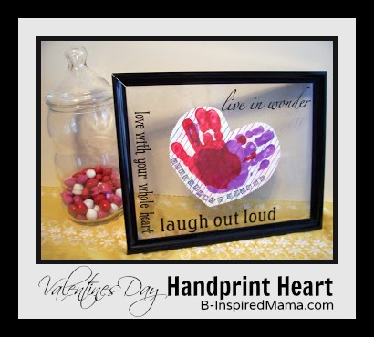 Preschool Valentines Craft Handprint Heart from B-InspiredMama.com