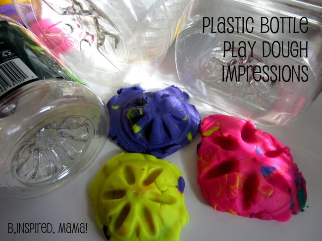 Play Dough Impressions with Plastic Bottles from B-InspiredMama.com