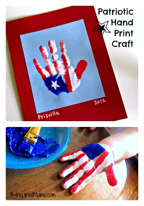Flag Handprint ~ Flag Day activities for kids {Weekend Links} from HowToHomeschoolMyChild.com