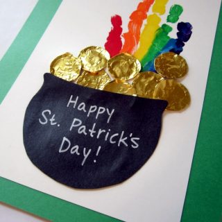 St. Patrick's Day Rainbow Handprint Craft at B-InspiredMama.com