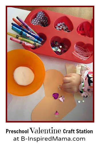 Preschool Valentine Craft Station at B-InspiredMama.com