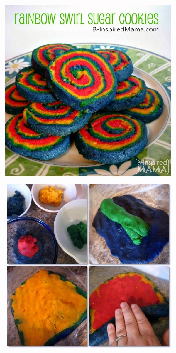 Rainbow Swirl Sugar Cookies - A Colorful Kids in the Kitchen Recipe at B-Inspired Mama