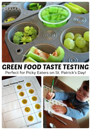 Green Food Taste Testing for Picky Eaters on St. Patrick's Day at B-Inspired Mama