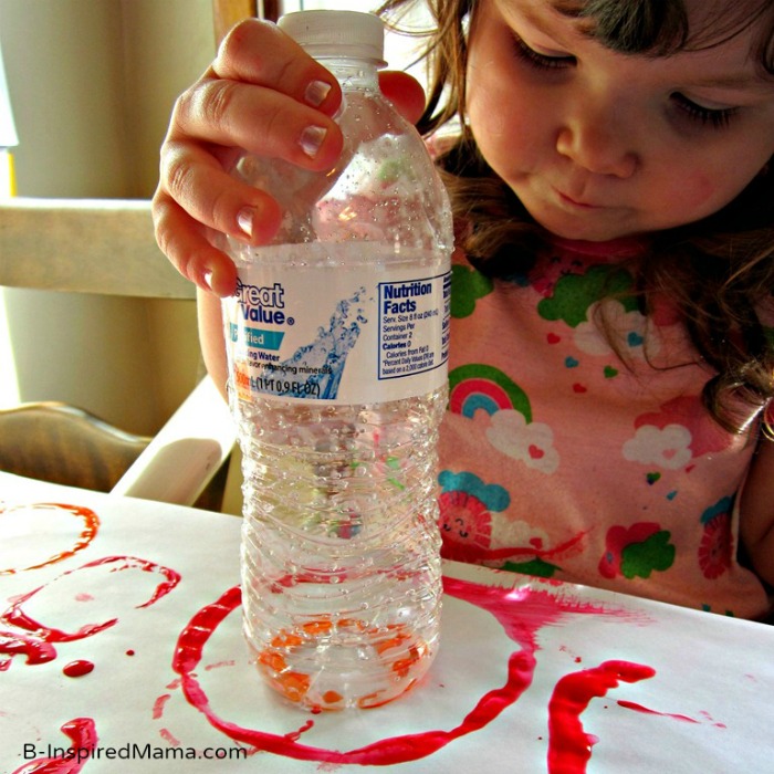 Exploring Circles with Plastic Bottle Print Painting at B-InspiredMama.com