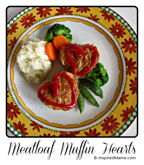 Valentines Day Recipe Heart Meatloaf Muffins from B-InspiredMama.com