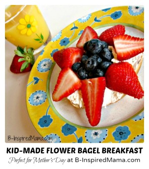 Kid Made Flower Bagel Breakfast for Mother's Day at B-Inspired Mama