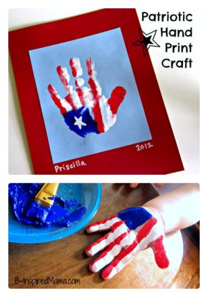Patriotic Hand Print Flag Craft at B-Inspired Mama