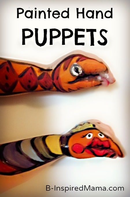 Painting Hands into Puppets at B-Inspired Mama