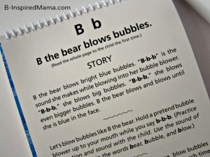 B is for Bubble Blowing Bear Flipchart Page from See Hear Do at B-InspiredMama.com
