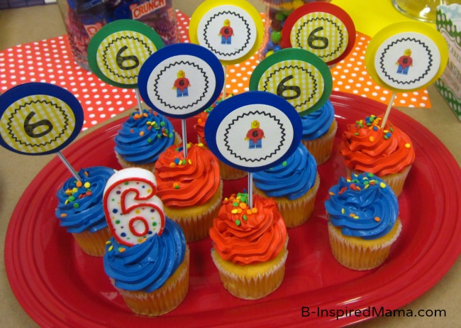LEGO Party Cupcake Toppers with Free Printables at B-Inspired Mama