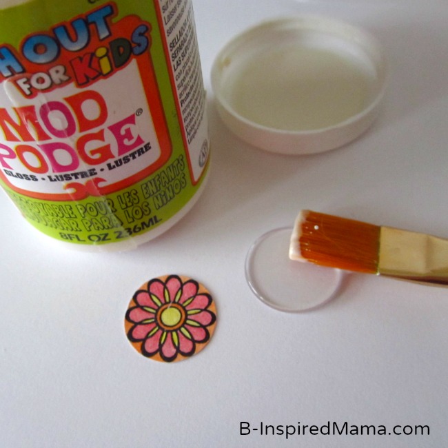 Flower Stamp and Mod Podge for Embellished Hair Bow by B-InspiredMama.com