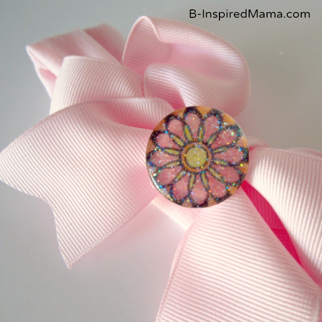 Flower Stamp Embellished Hair Bow for PSA Essentials by B-InspiredMama.com