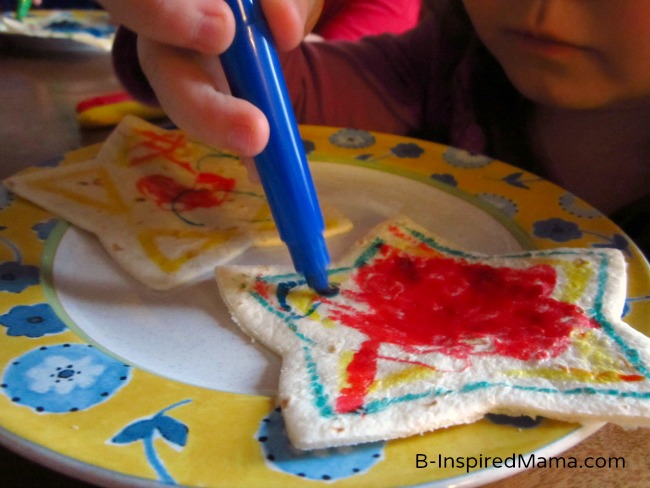 Kid Drawing on a Star Quesadilla Snack at B-InspiredMama