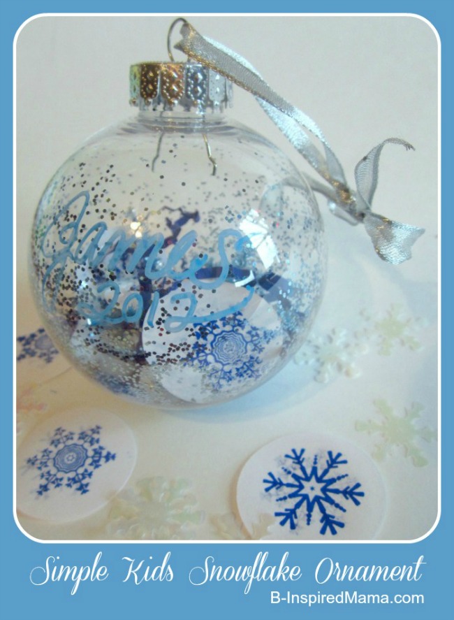 Kids Simple Snowflake Ornament Craft from B-InspiredMama.com at Naptime Creations