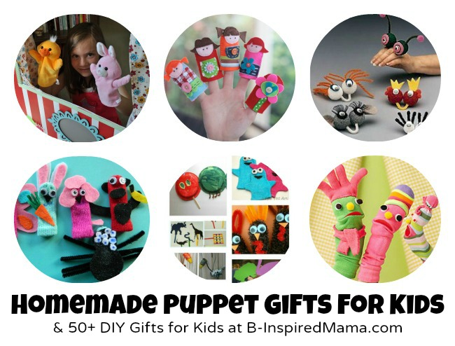 Handmade Puppets + 50 More Gifts for Kids at B-InspiredMama.com