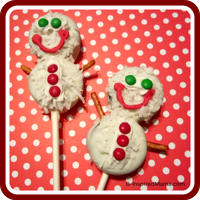 Snowman Cookies Pops Recipe at B-InspiredMama