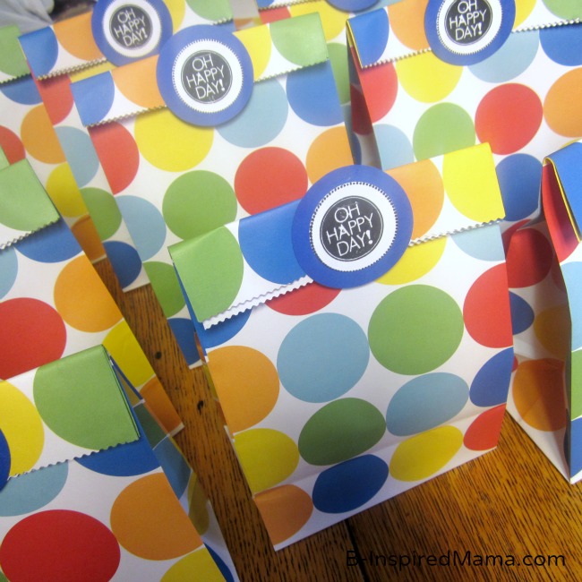 Polka Dot First Birthday Party Favor Bags at B-InspiredMama.com