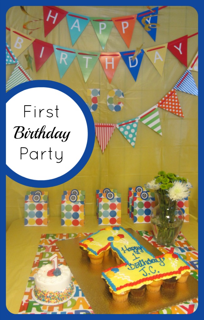 Happy First Birthday Party at B-InspiredMama.com