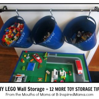 DIY LEGO Wall Storage + 12 MORE Toy Storage Ideas at B-InspiredMama.com