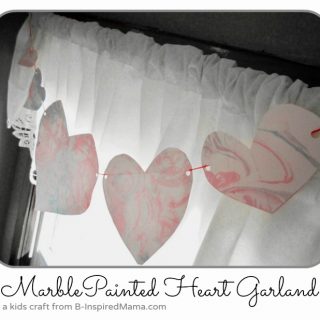Marbled Heart Garland Valentine Craft from B-InspiredMama.com