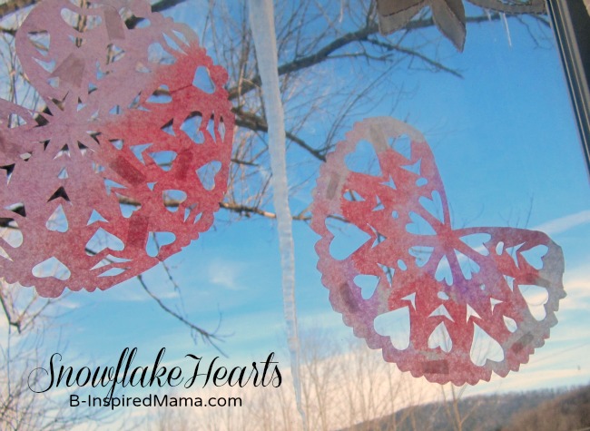 Snowflake Hearts on a Winter Window from B-InspiredMama.com