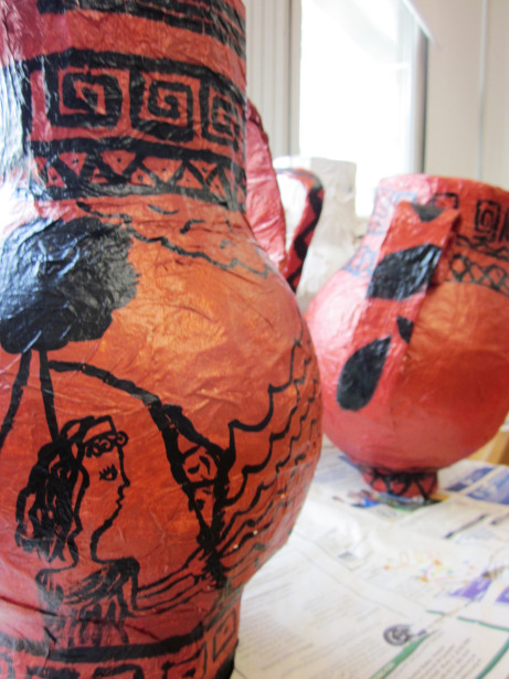 Paper Mache Greek Vases from Art Lessons for Kids