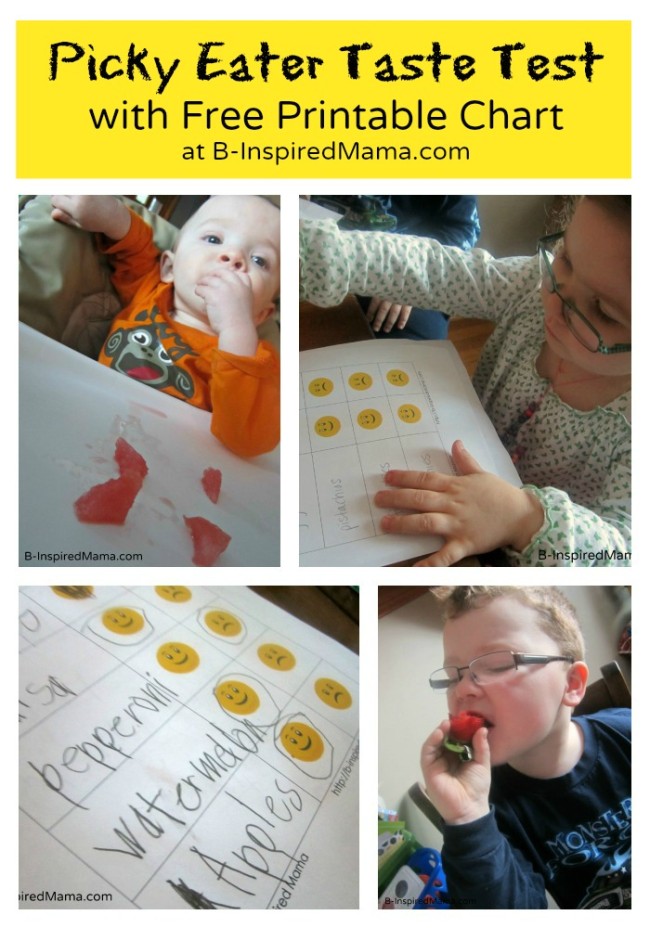 Picky Eater Taste Test with Free Printable Chart at B-InspiredMama.com