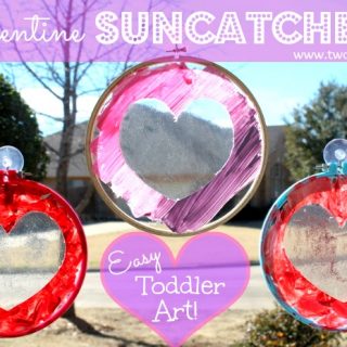 Toddler Heart Suncatcher Valentine Craft from Twodaloo on B-InspiredMama.com
