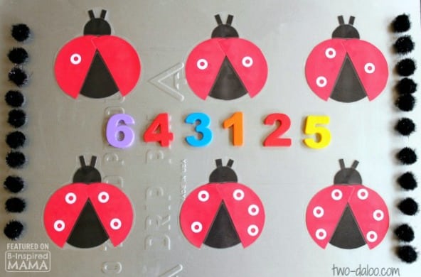 Adorable DIY Magnetic Ladybug Counting Game - with Pom-Pom Spots - Perfect for Preschoolers - at B-Inspired Mama