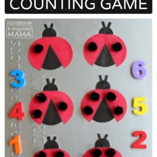 Adorable DIY Magnetic Ladybug Counting Game - with Pom-Pom Spots - at B-Inspired Mama