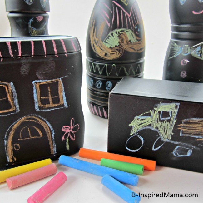 Chalkboard Toys Recycled Craft for Earth Day at B-InspiredMama.com