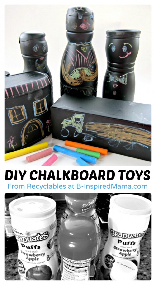 DIY Chalkboard Toys Recycled Craft at B-Inspired Mama