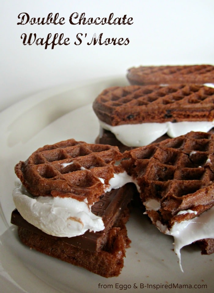 Double Chocolate Waffle S'Mores Recipe with Eggo at B-InspiredMama.com