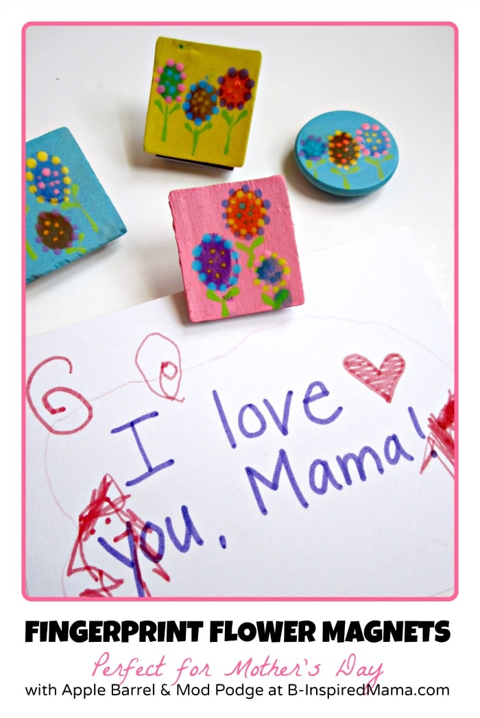 Kids Fingerprint Flower Magnets perfect for Mother's Day from B-InspiredMama.com