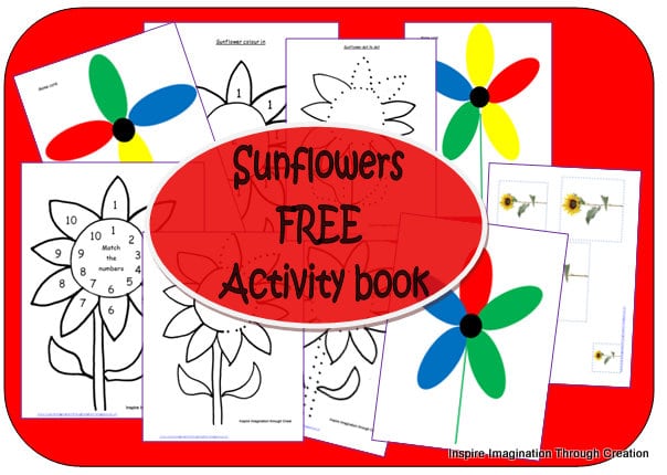 Kids Sunflowers Activities Book from Inspire Imagination through Creation at B-Inspired.comMama