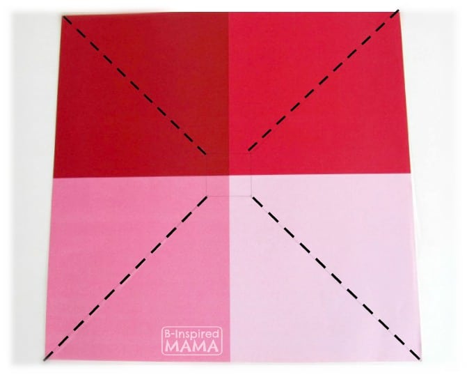 Make a Pinwheel - To Impress Your Kids - Where to Cut the Paper - at B-Inspired Mama