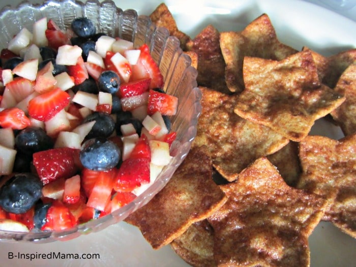 Patriotic Fruit and Star Chips Recipe at B-InspiredMama.com