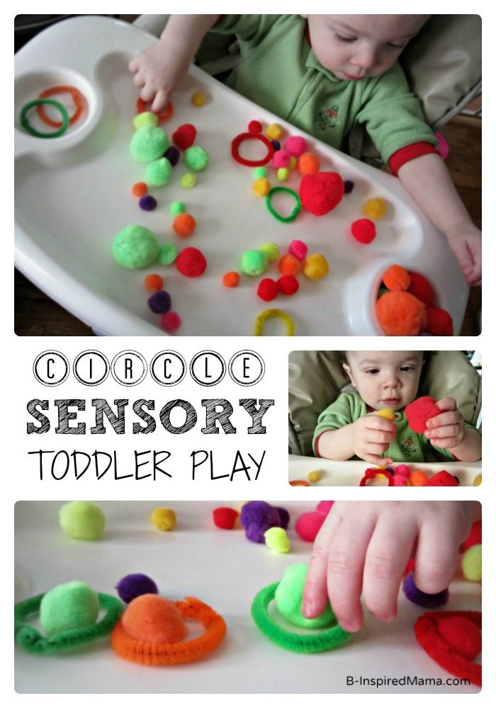 Simple Toddler Sensory Play Exploring Circles at B-InspiredMama.com