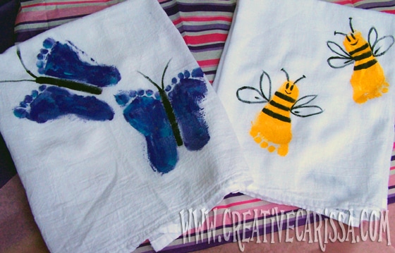 Kids Footprint Towels Craft for Mother's Day from Creative Green Living at B-InspiredMama.comKids Footprint Towels Craft for Mother's Day from Creative Green Living at B-InspiredMama.com