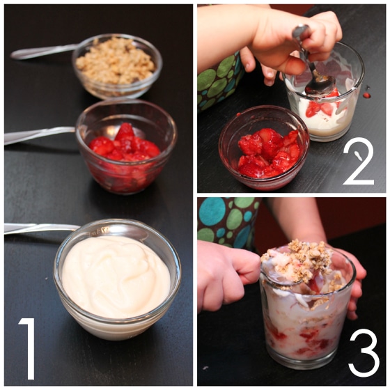 Steps for Making a Kids Fruit and Yogurt Parfait from Creative Green Living at B-InspiredMama.com