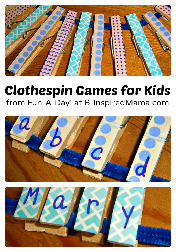 DIY Clothespin Games for Learning from Fun-A-Day at B-InspiredMama.com