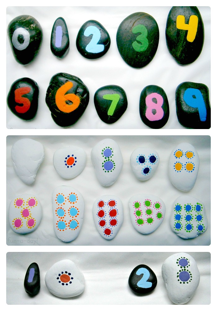 Math Fun with DIY Number Rocks from Fun-A-Day! at B-InspiredMama.com