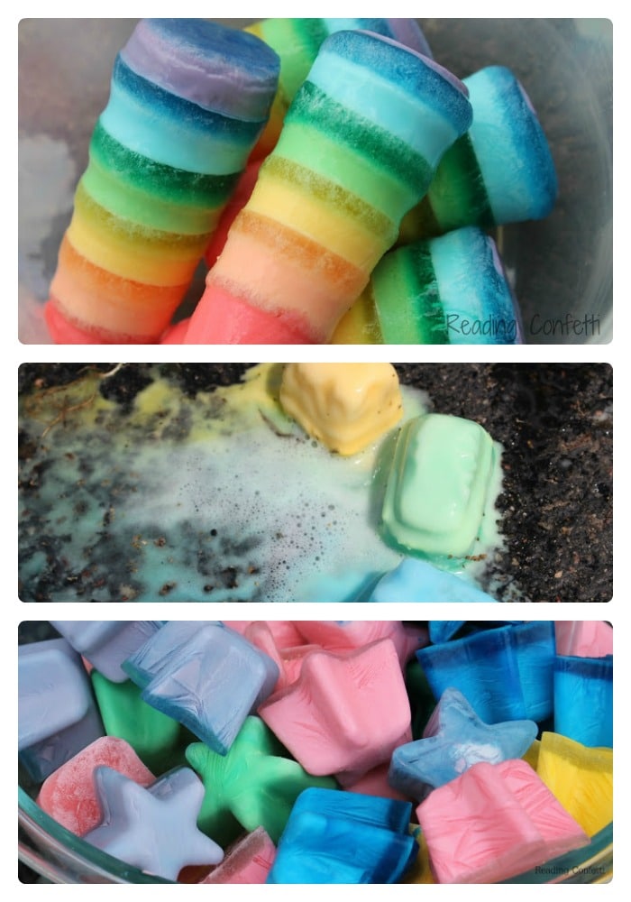 7 Ways to Make Ice Chalk for Kids from Reading Confetti at B-InspiredMama.com