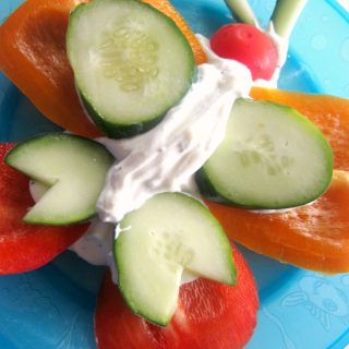 A Fun and Healthy Vegetable Butterfly Snack for the Kids at B-InspiredMama.com