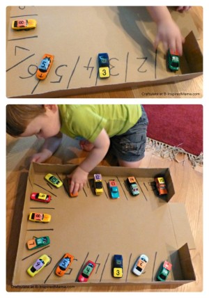 A Simple Car Parking Numbers Game - Craftulate at B-InspiredMama.com