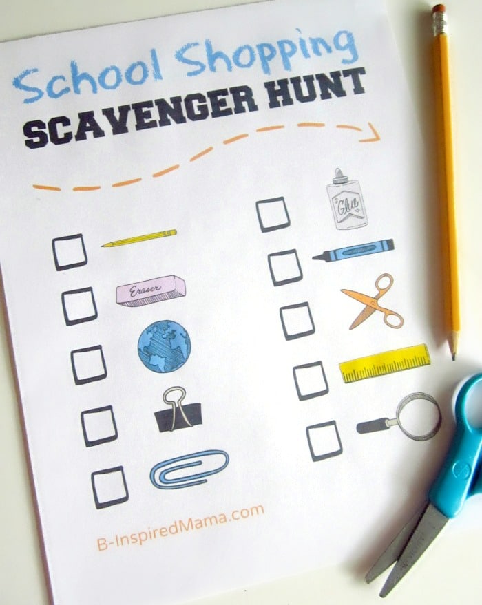 Back to School Shopping Scavenger Hunt Printable at B-Inspired Mama