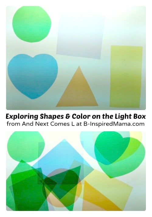 Exploring Shapes and Colors on a Kids Light Box from And Next Comes L at B-Inspired Mama