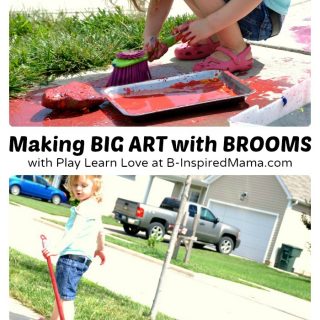 Making Messy Big Art with Broom Painting at B-Inspired Mama