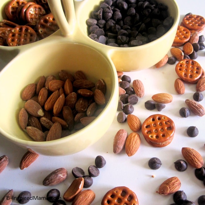 Making a Simple Kids Snack Mix at B-InspiredMama.com