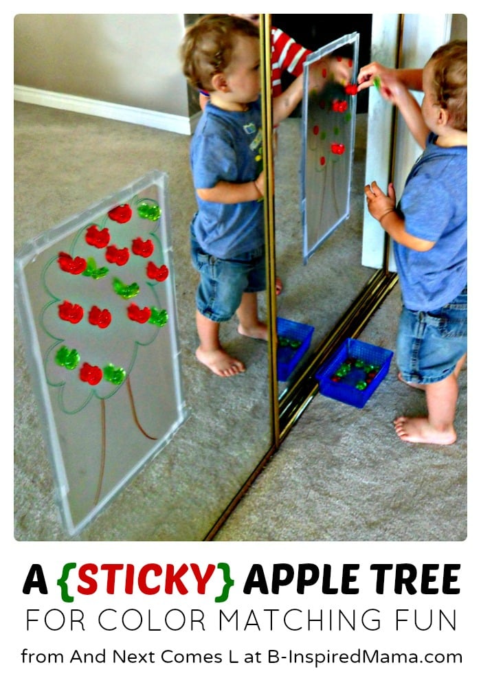 A Color Matching (Sticky) Apple Tree Activity at B-Inspired Mama